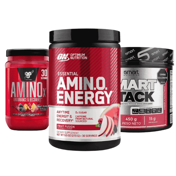 Imagen categorías destacadas mostrando la categoría aminoácidos con varios potes de aminoacidos como ejemplo