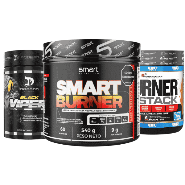 Imagen categorías destacadas mostrando la categoria quemadores de grasa con varios potes de quemador de grasa como ejemplo