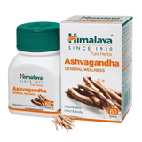 Frasco de 60 tabletas de Ashwagandha de Himalaya.