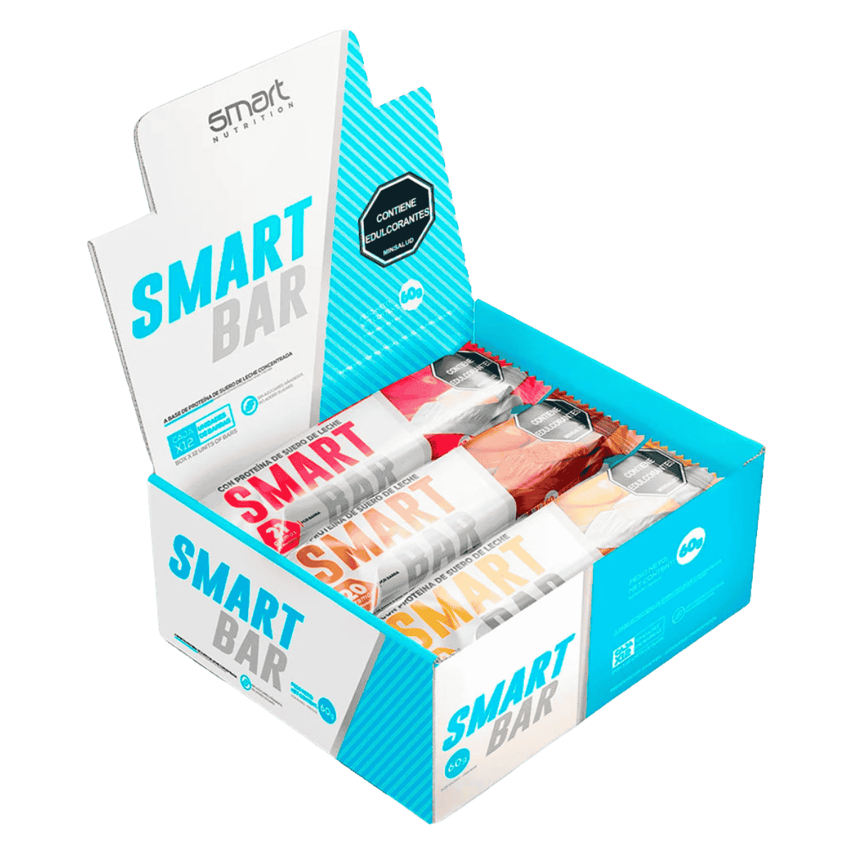 Caja con 12 unidades de las Barras de Proteína Smart de Smart Nutrition.
