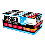 Caja con 50 sobres (sachets) del quemador de grasa Burner Stack de Nutramerican.