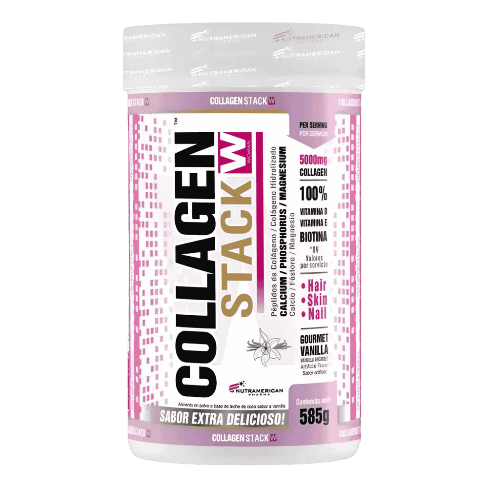 Pote de Collagen Stack de Nutramerican, fórmula de colágeno hidrolizado.