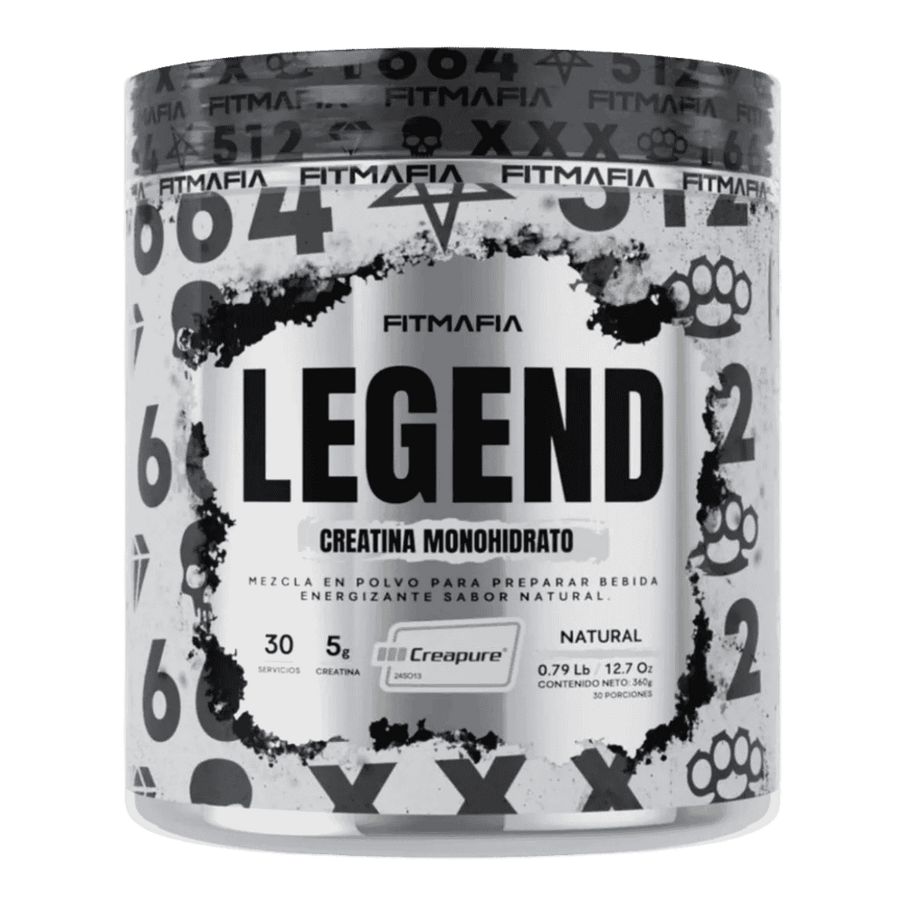 Pote de Legend de Fitmafia, 30 servicios de creatina con HMB sin sabor.