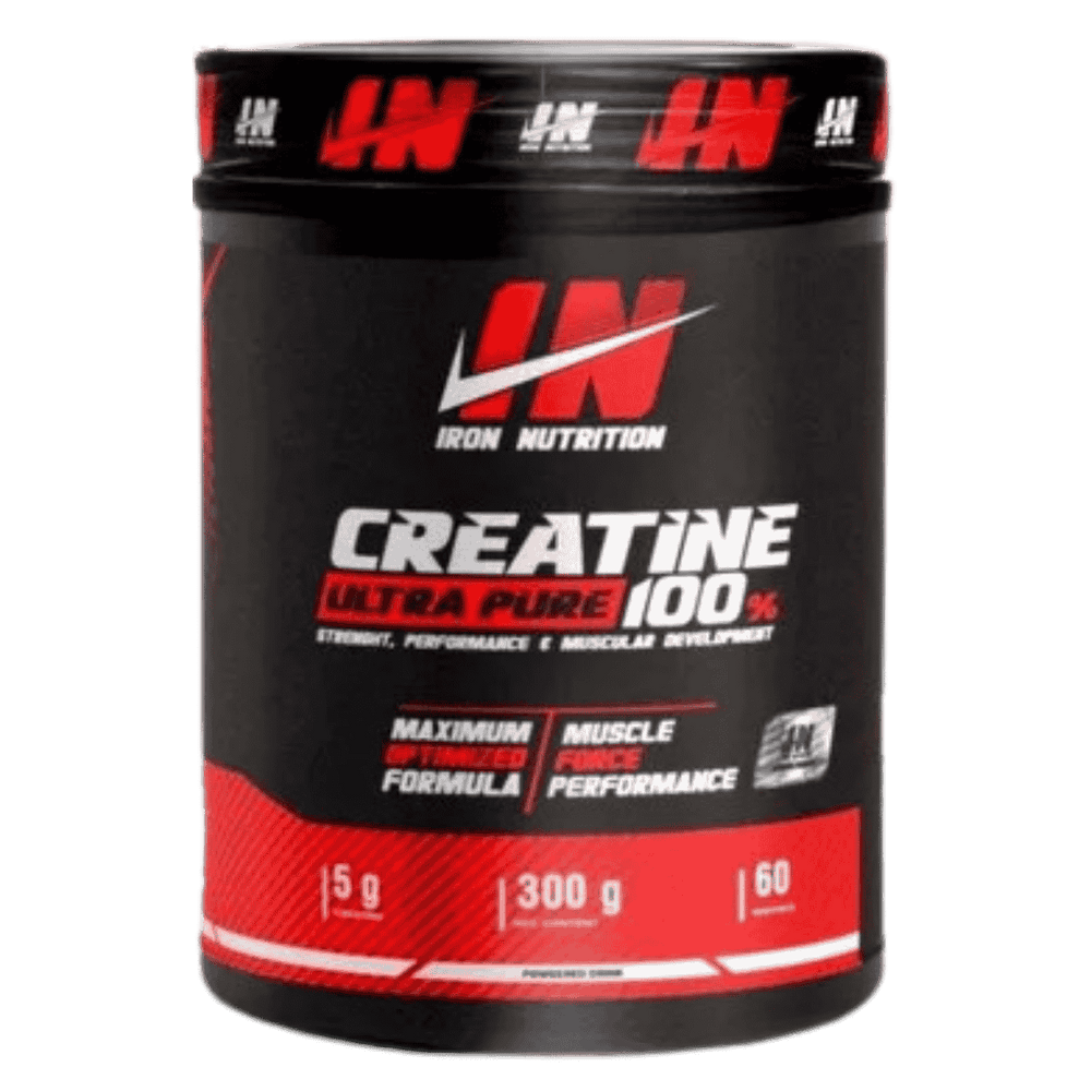 Pote de Creatina Monohidratada Ultra Pure de iron nutrition, 60 servicios.