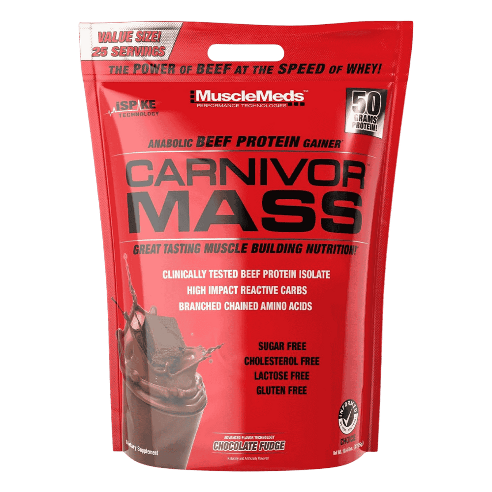 Bolsa de 10 libras de Carnivor Mass de MuscleMeds, el ganador de peso de proteína de carne.