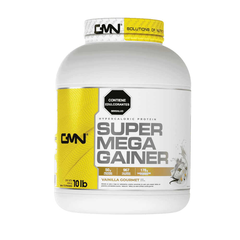 Pote de 10 libras de Super Mega Gainer de GMN, ganador de peso gigante.