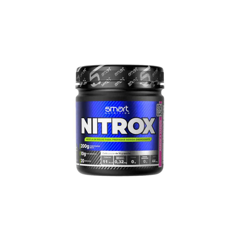 Pote de Nitrox de Smart Nutrition, 20 servicios de óxido nítrico para bombeo muscular.