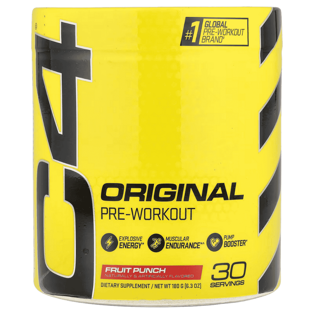 Pote de 30 servicios del pre-entreno C4 Original de Cellucor fruit punch.