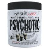 Pote del pre-entreno Psychotic SAW de Insane Labz, 30 servicios sabor fruit punch.