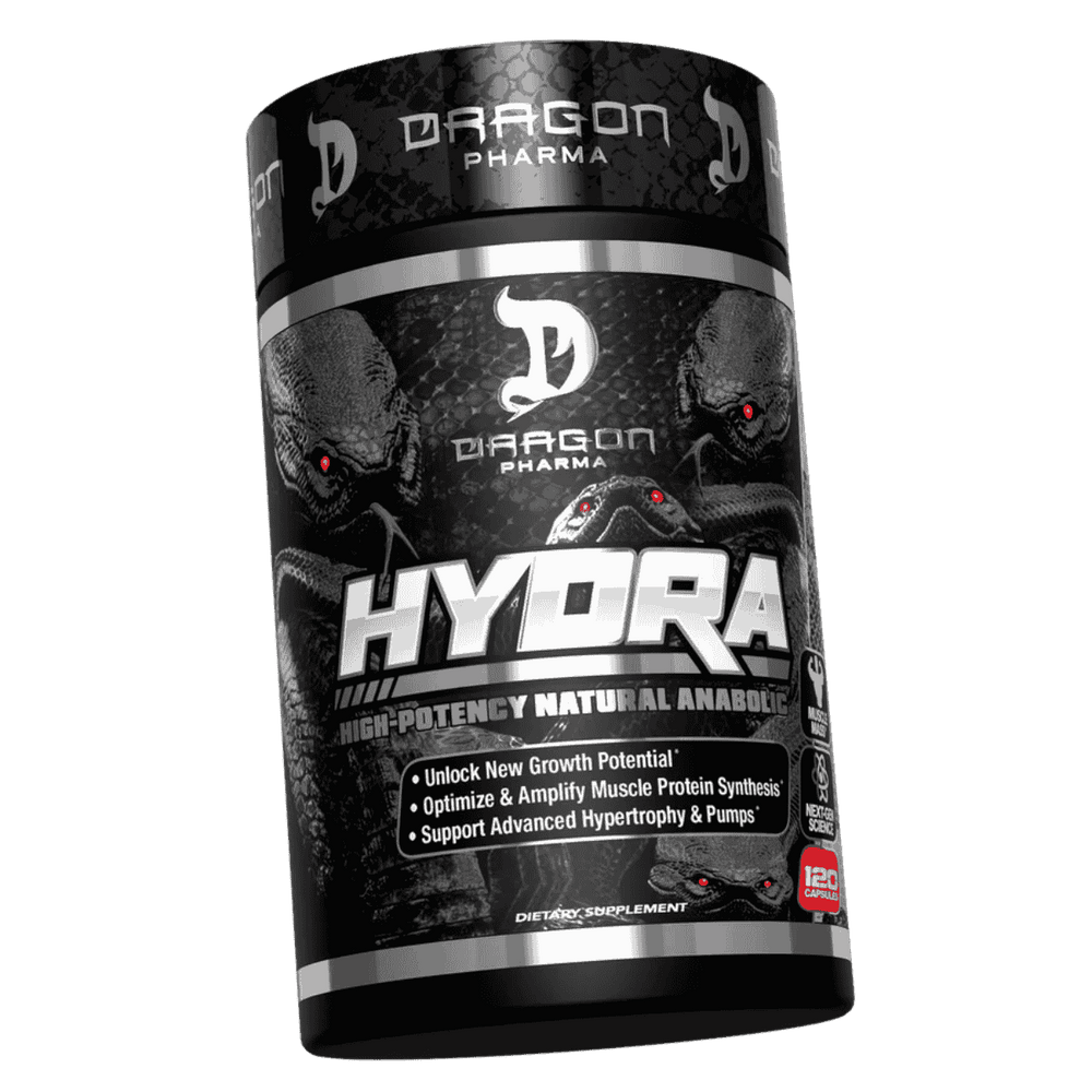Frasco de 120 cápsulas de Hydra de Dragon Pharma, pro-hormonal extremo.