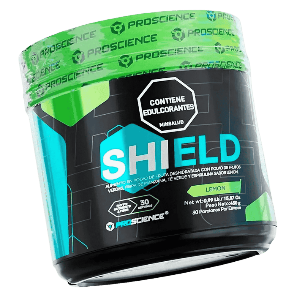 Pote de 450 gramos de Shield de Proscience, protector articular sabor limón.