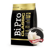 Bolsa de 3 libras de Bipro Classic de Nutramerican sabor vainilla, proteína aislada pura.