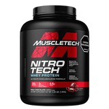 Pote de 4 libras de Nitro-Tech Performance Series de Muscletech sabor milk chocolate, proteína con creatina.