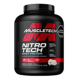 Pote de 4 libras de Nitro-Tech Performance Series de Muscletech sabor vainilla cream, proteína con creatina.