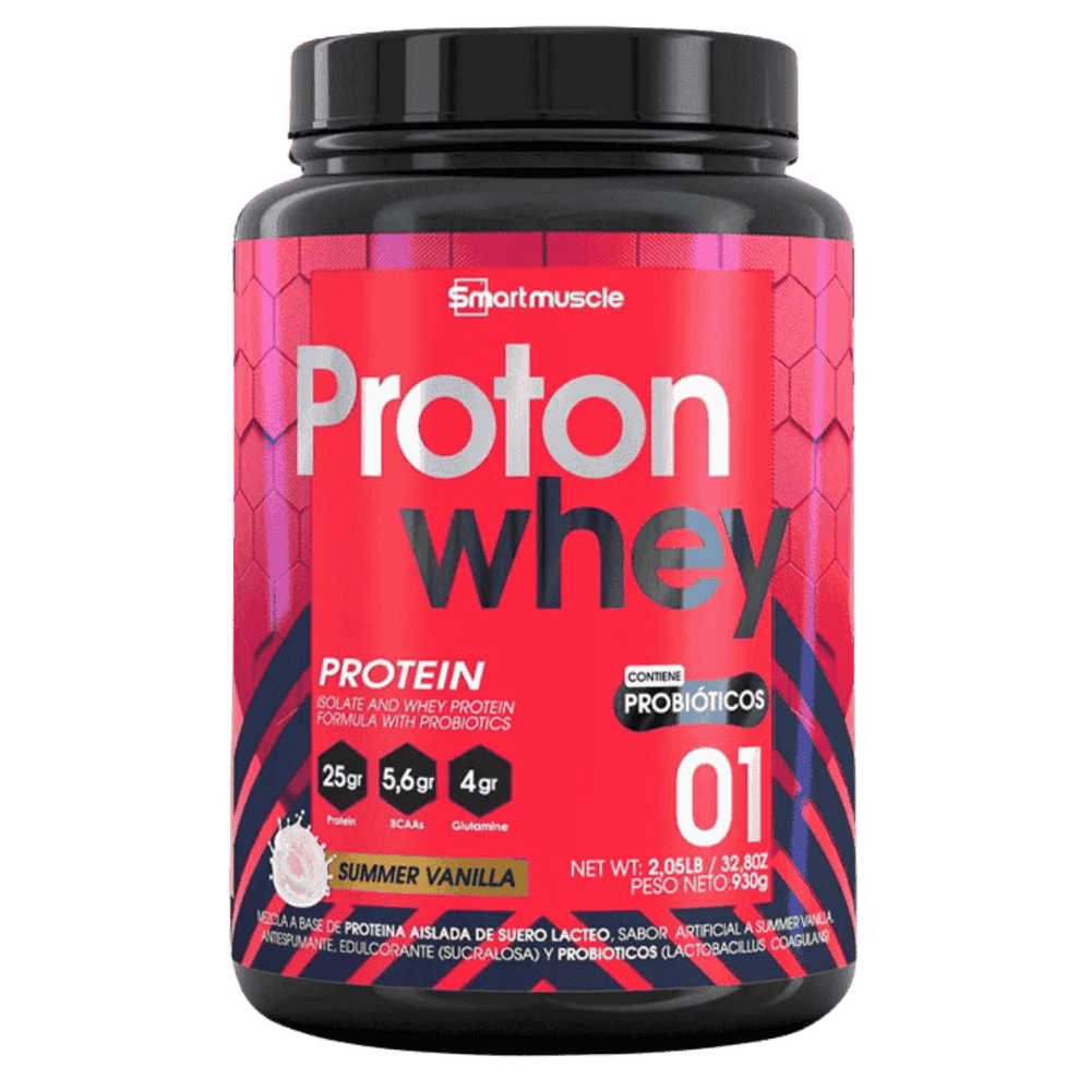 Pote de 2 libras de Proton Whey de Smart Muscle, proteína de suero de alta calidad sabor summer vainilla.