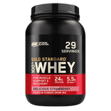 Pote de 2 libras de Gold Standard 100% Whey de Optimum Nutrition sabor delicious strawberry