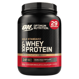 Pote de 2 libras de Gold Standard 100% Whey de Optimum Nutrition sabor double rich chocolate