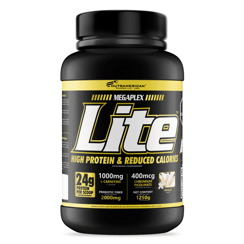 Pote grande de 3 libras de la proteína baja en calorías Mega Lite de Nutramerican.