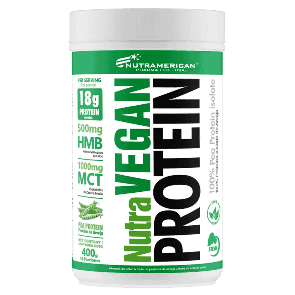 Pote de 400 gramos de Nutra Vegan Protein de Nutramerican.