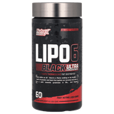 Frasco de 60 cápsulas de Lipo-6 Black Hardcore de Nutrex, el quemador más potente.