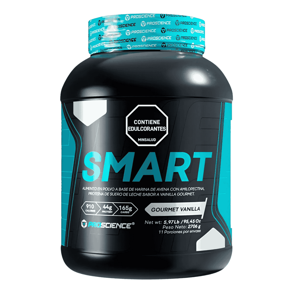 Pote de 6 libras de Smart Gainer de Proscience, ganador de peso limpio sabor vainilla.