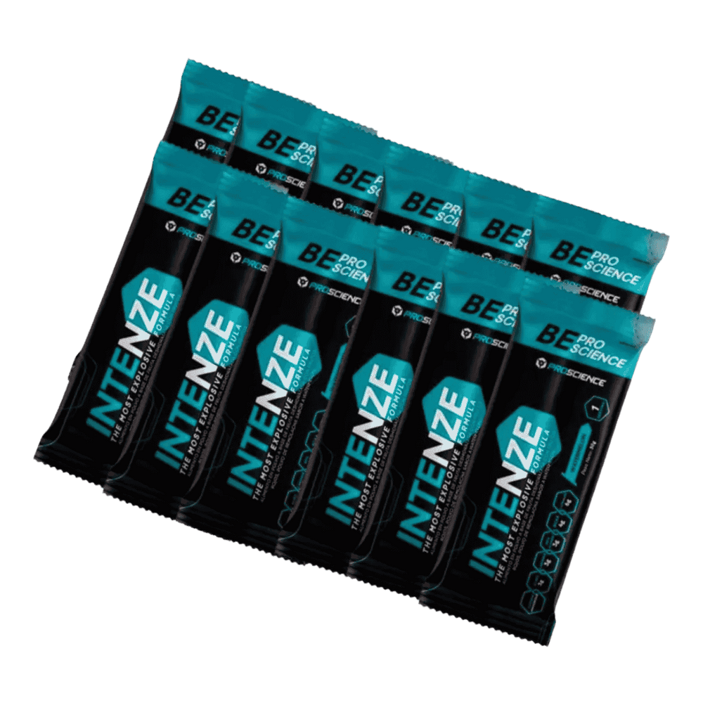 12 sobres (sachets) del pre-entreno Intenze de Proscience.