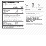 Tabla nutricional de Amino Energy 30 servicios, mostrando su mezcla de aminoácidos y cafeína.