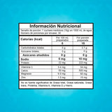 Tabla nutricional de Army BCAA, mostrando su ratio de Leucina, Isoleucina y Valina, y electrolitos.