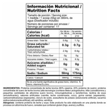 Tabla nutricional de Bipro Complex, mostrando su perfil de proteína, carbohidratos y vitaminas.