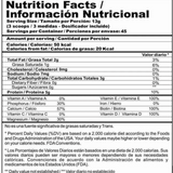 Tabla de ingredientes de Collagen Stack, mostrando colágeno, biotina y vitamina C.