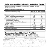 Tabla nutricional de Creastack, mostrando su mezcla de creatina, carbohidratos y HMB.