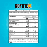 Tabla nutricional del energizante Coyote de Fitmafia.