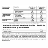 Tabla nutricional del pre-entreno Energy X de Nutramerican.