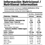 Tabla nutricional del ganador de peso Mass Evolution de 4 libras.