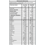 Tabla nutricional de The One, mostrando su complejo completo de vitaminas y minerales para deportistas.