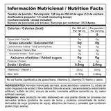 Información nutricional de Nutra-C, mostrando Vitamina C pura (ácido ascórbico).