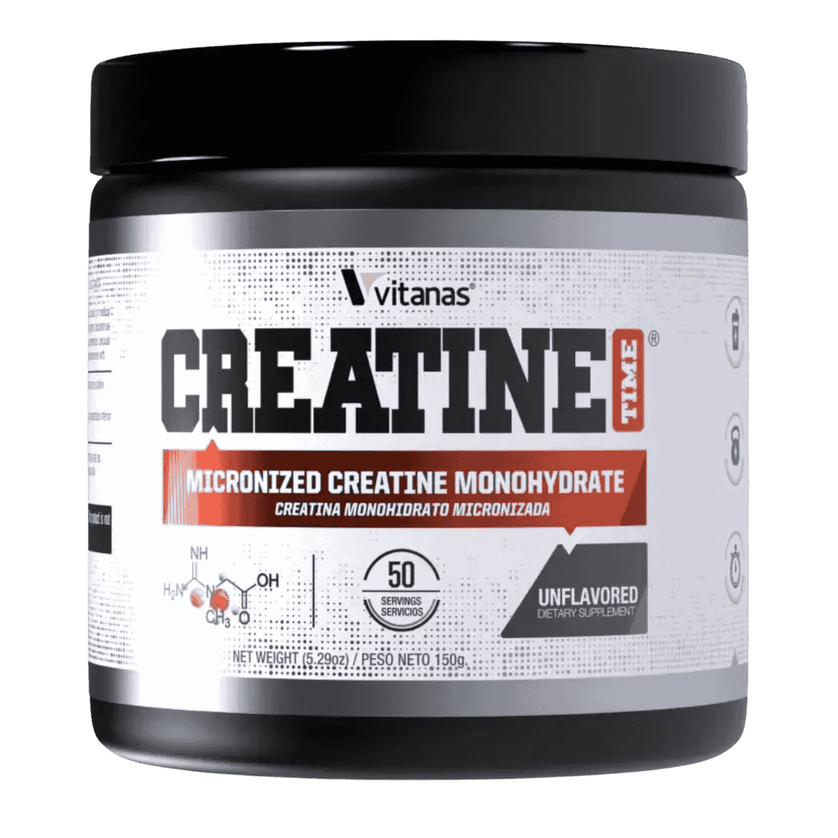Pote de Creatina Monohidratada de Vitanas, 50 servicios, con registro INVIMA.
