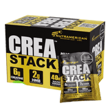 Caja con 25 sobres (sachets) del post-entreno Creastack de Nutramerican.
