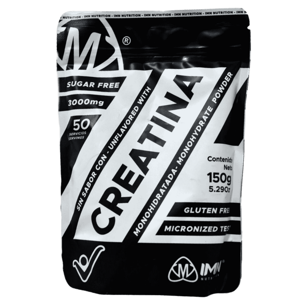 Bolsa de 150 gramos de Creatina Monohidratada de IMN, 50 servicios.