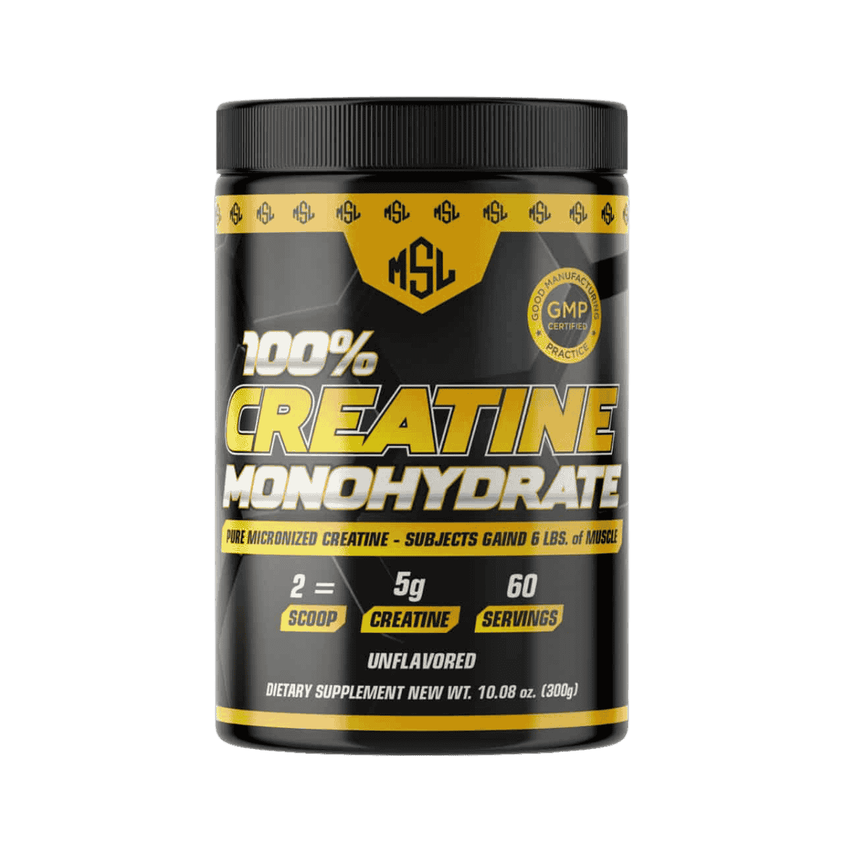 Pote de Creatina MSL Monohidratada, 60 servicios.