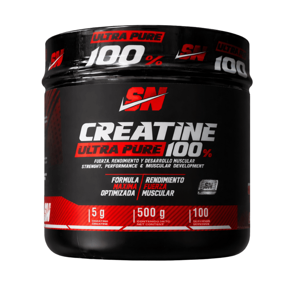 Pote de Creatina Ultra Pure de Iron Nutrition, 100 servicios.