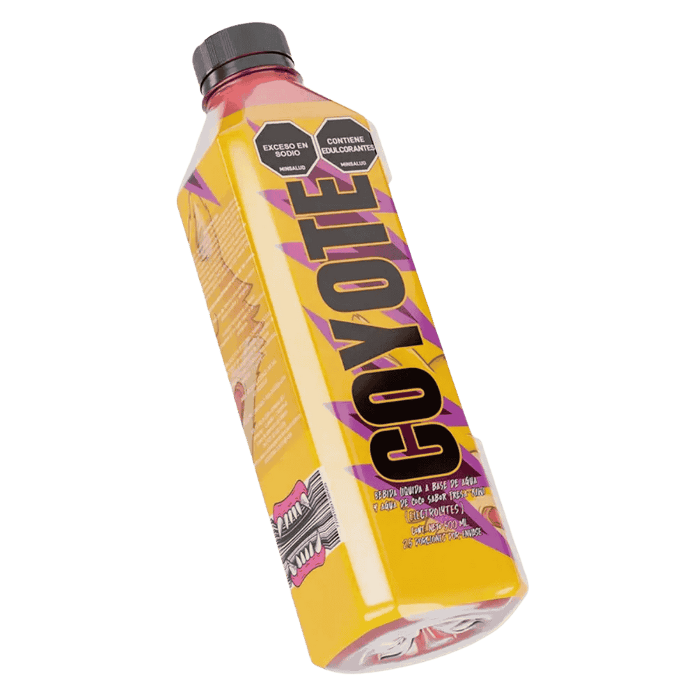 Botella (vial) del energy shot líquido Coyote de Fitmafia sabor fresa kiwi.