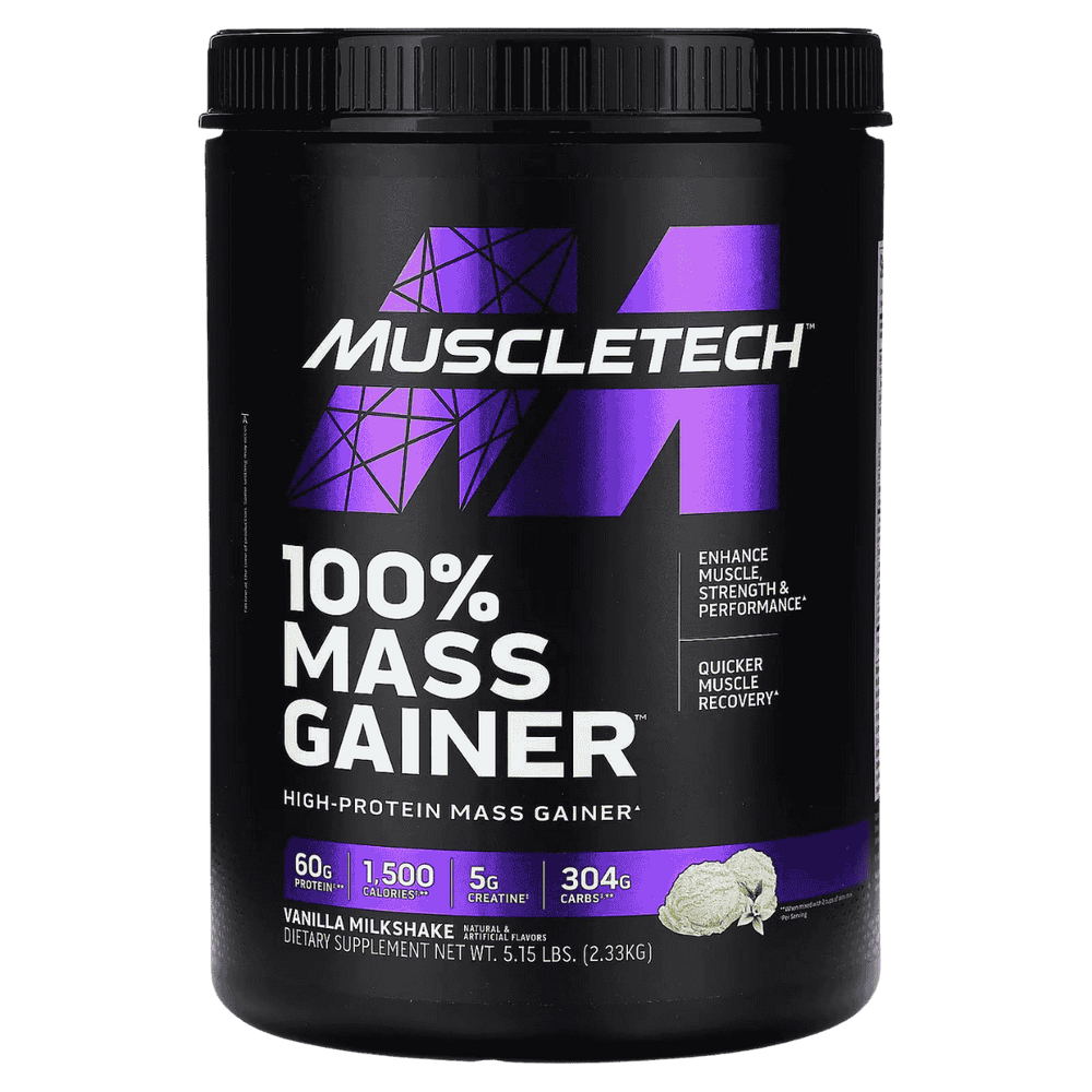 Pote de 4 libras de Mass-Tech Extreme 2000 de Muscletech sabor vainilla milkshake.