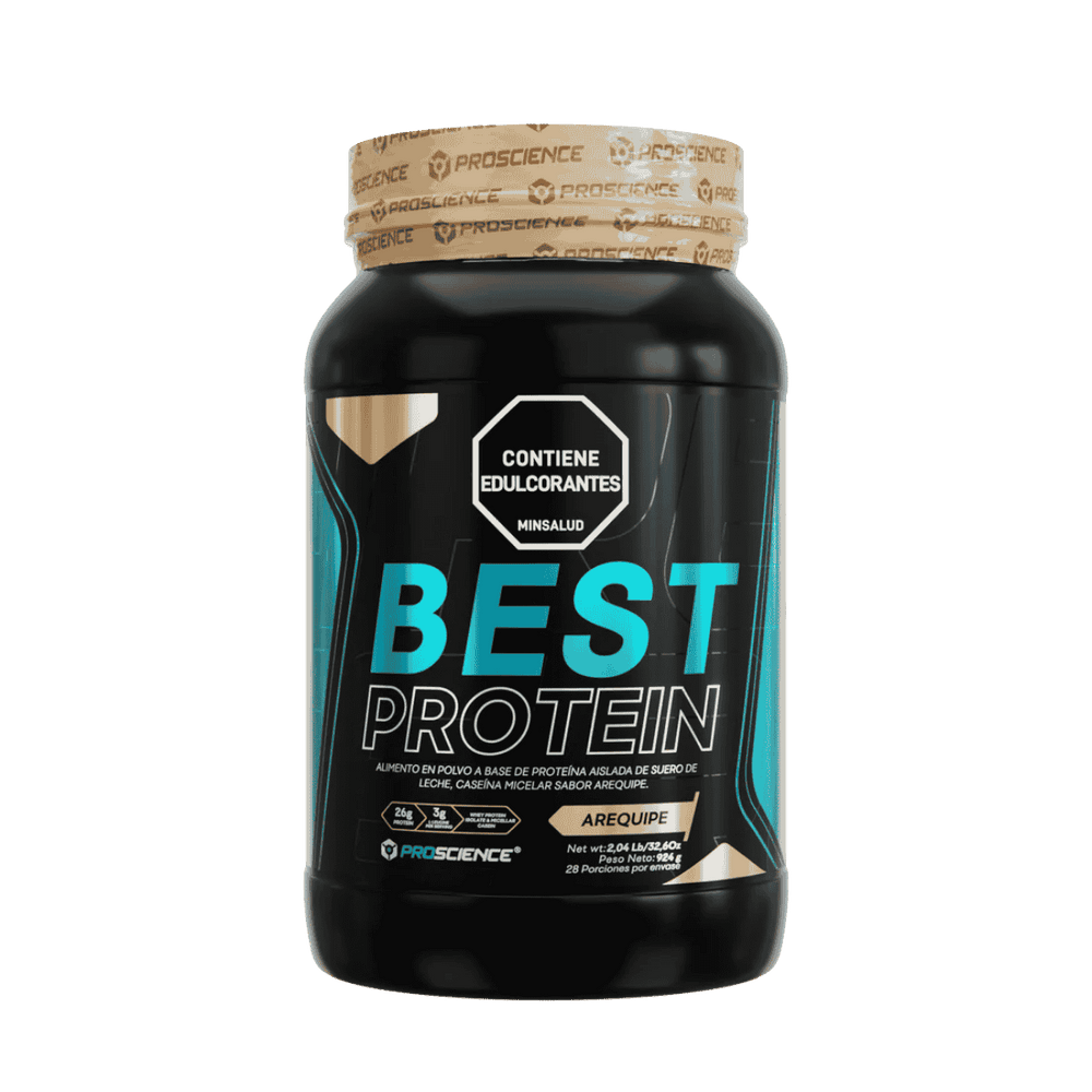 Pote de 2 libras de Best Protein de Proscience sabor arequipe.