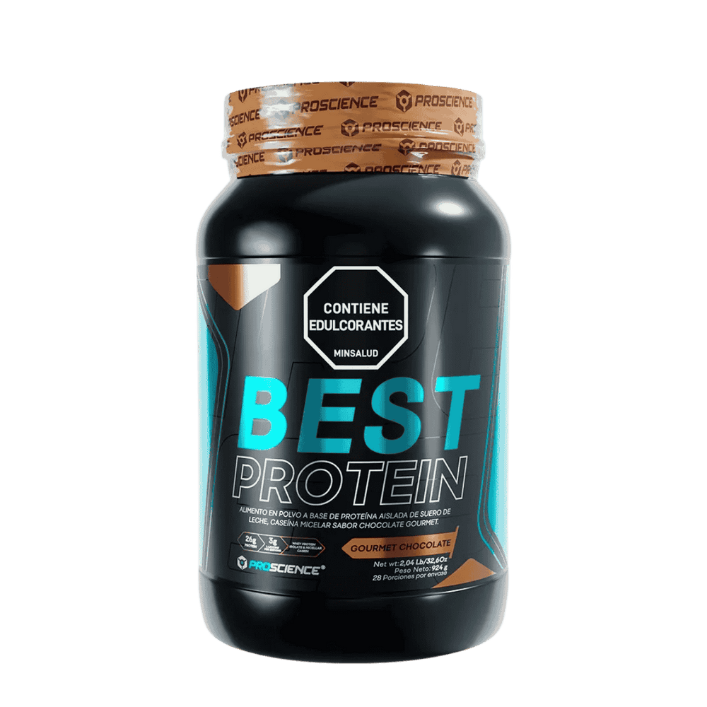 Pote de 2 libras de Best Protein de Proscience sabor chocolate.