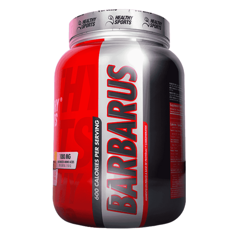 Pote de 2 libras de Barbarus de Healthy Sports, la proteína todo en uno con creatina y HMB.