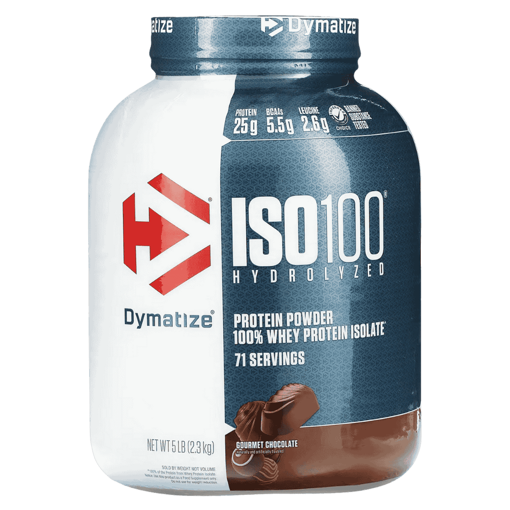 Pote grande de 5 libras de ISO 100 Hydrolyzed de Dymatize sabor gourmet chocolate.