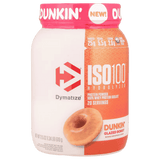 Pote de 1.3 libras de ISO 100 Hydrolyzed de Dymatize sabor dunkin glazed donut.