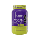 Pote de  Vegan Protein de Healthy Sports de 2 libras, proteína vegana sabor vainilla.