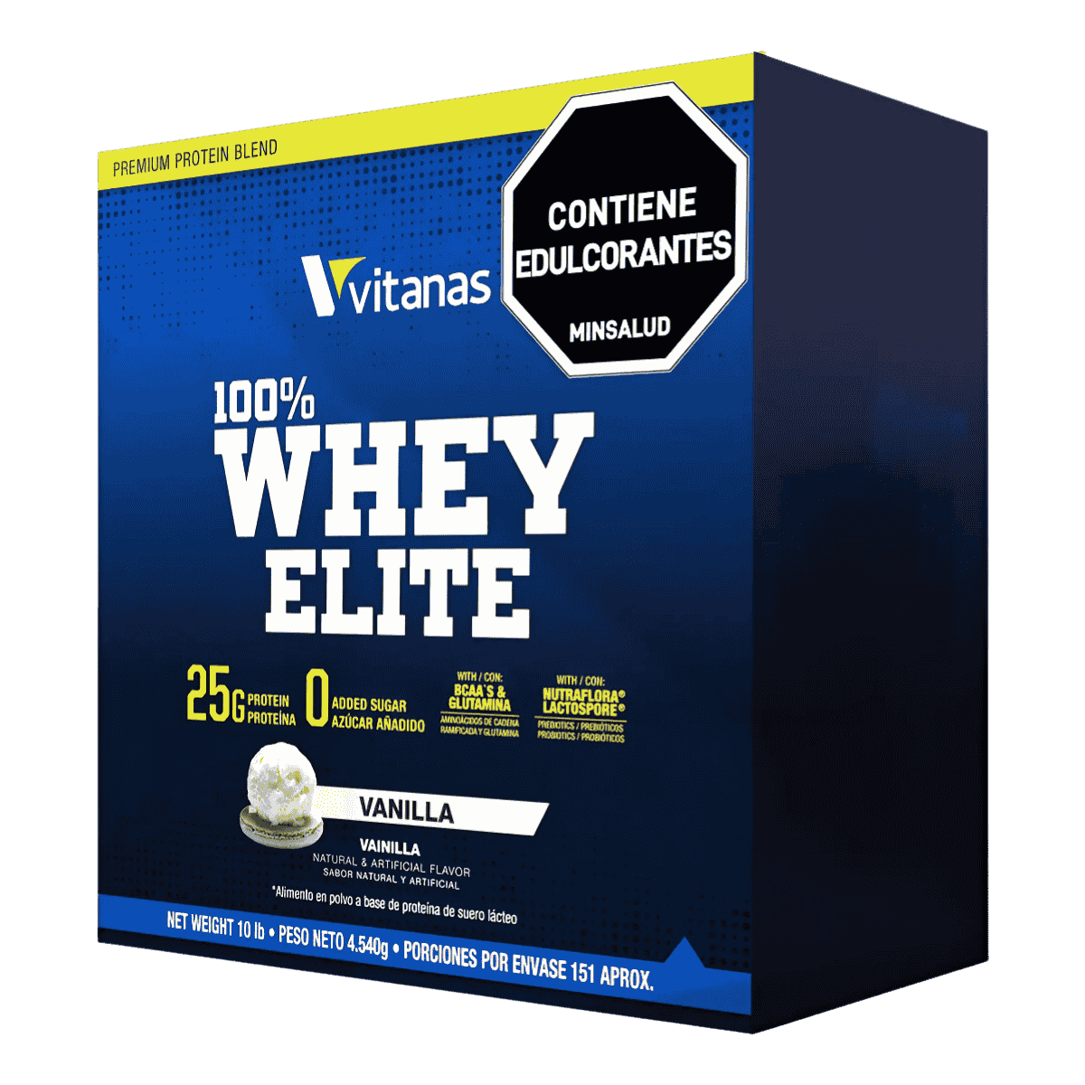 Bolsa de 10 libras de Whey Elite de Vitanas, proteína de suero nacional en formato ahorro.